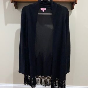 Lilly Pulitzer long open sweater with fringe!